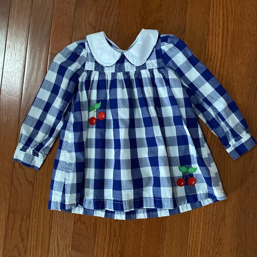 Cherry Checkered Long Sleeve Dress